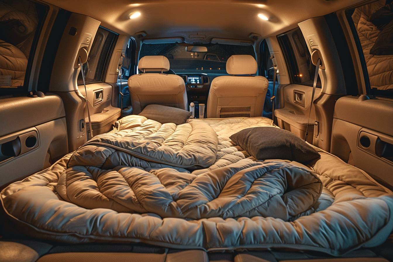 Voiture aménagée pour le repos en voyage