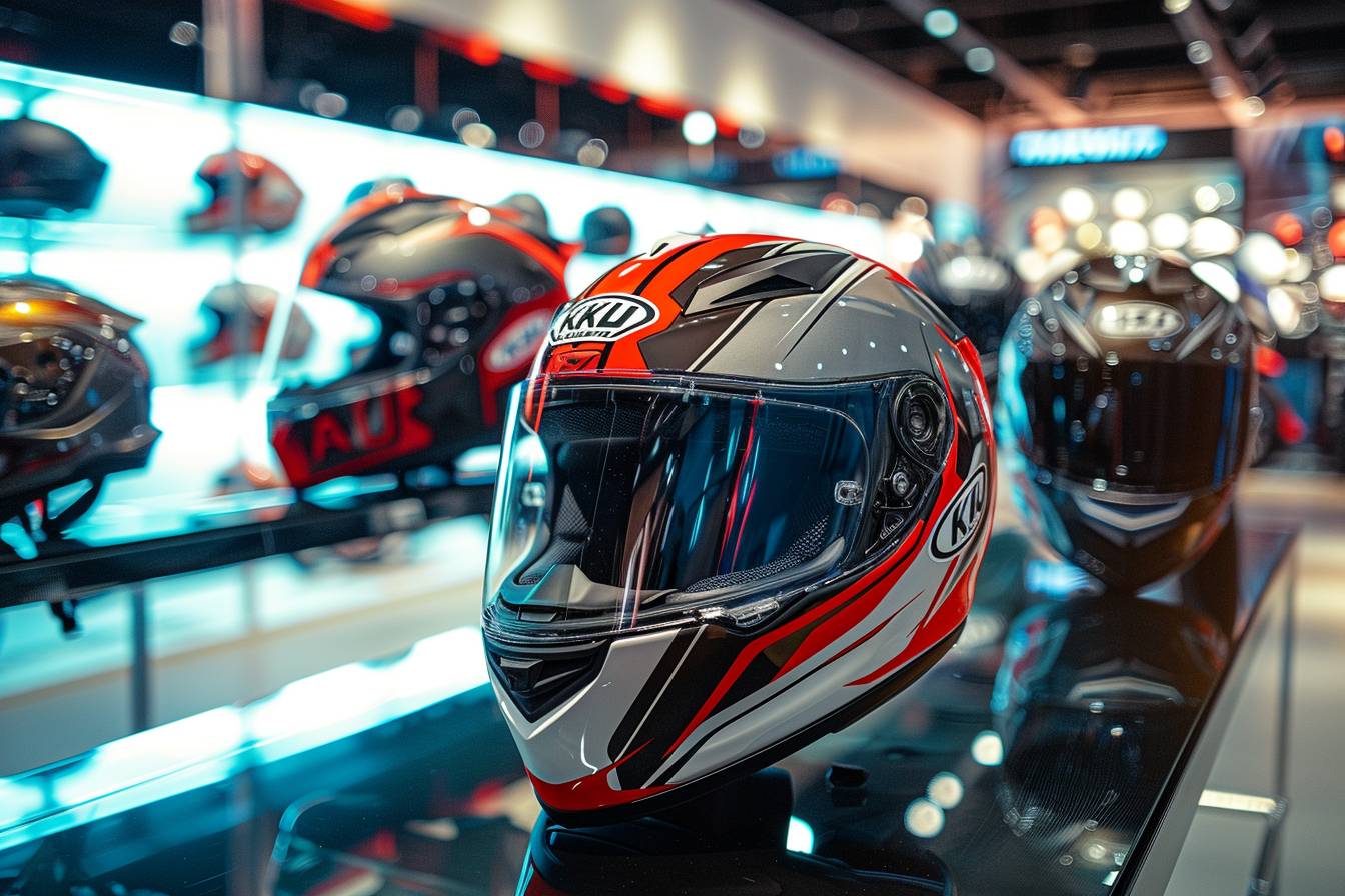 casque de moto noir sur fond urbain