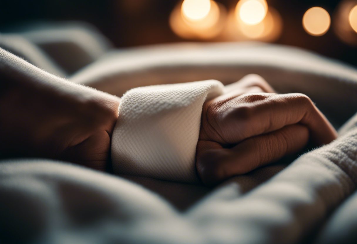 Entorse au poignet avec un bandage de soutien