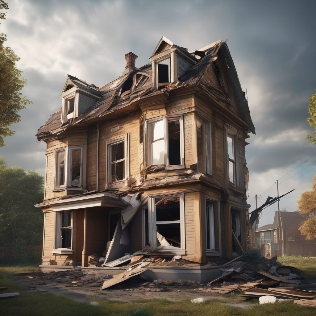 Une maison endommagée après un sinistre imprévu