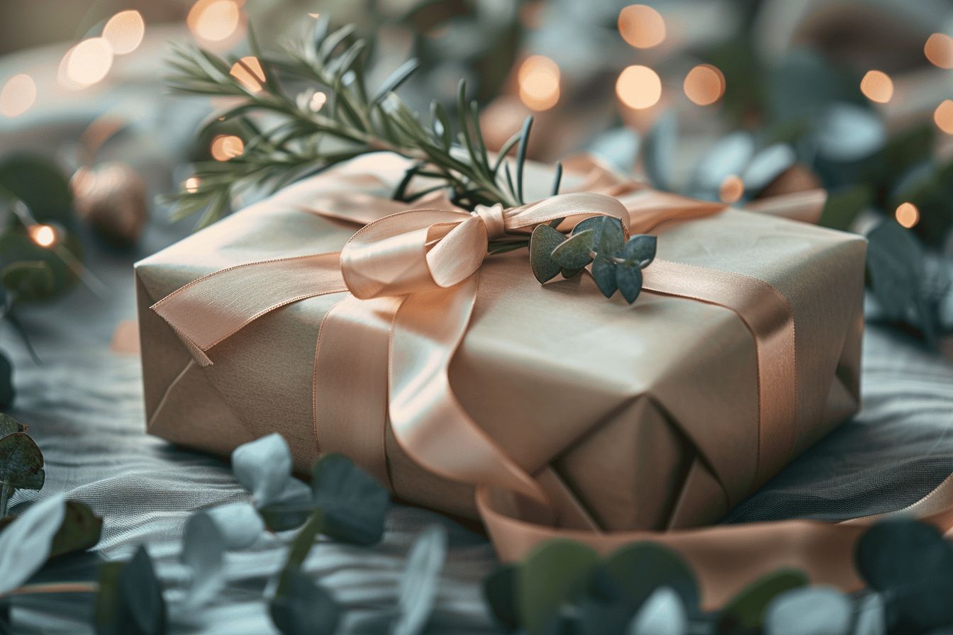 Emballage cadeau élégant avec ruban et papier raffiné