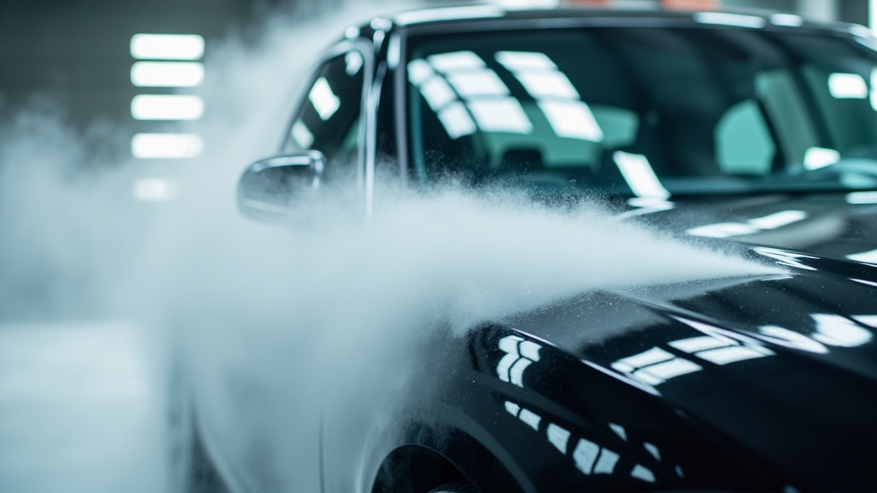 Voiture nettoyee par gel cryogenique  
Nettoyage cryogénique d une voiture